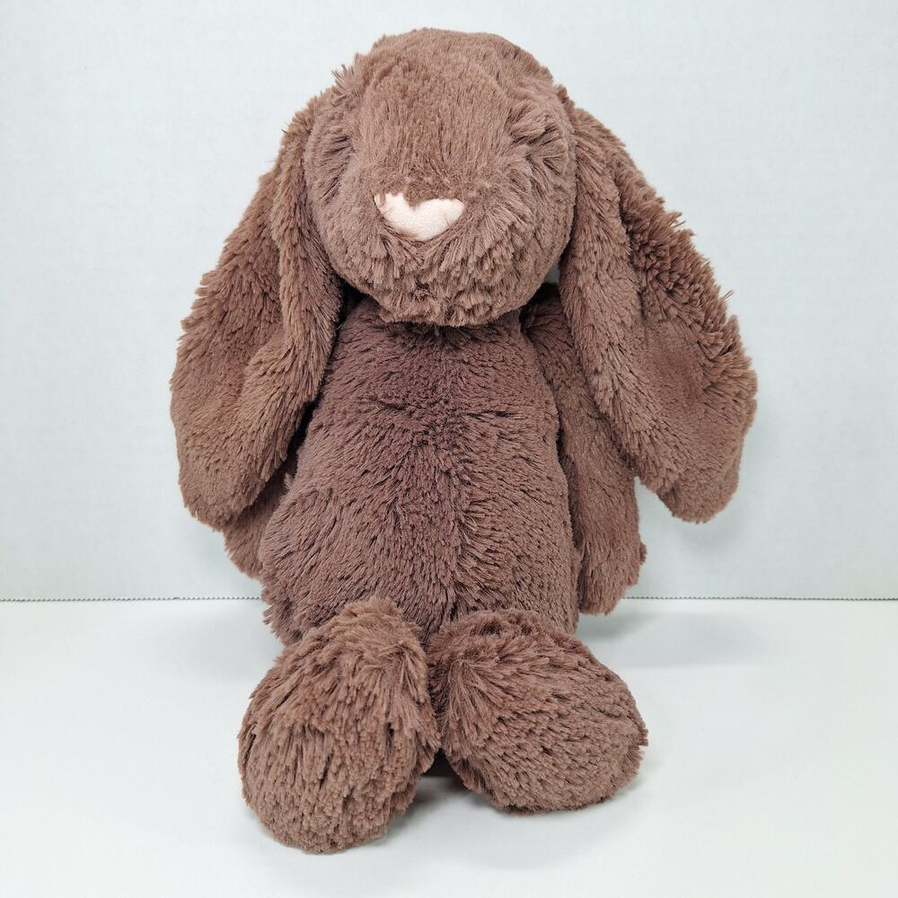 Jellycat London Bashful Fudge Bunny Medium 12” Brown Stuffed Animal BAS3FUD